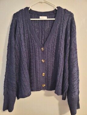 LC Lauren Conrad Navy Button Cardigan Sweater